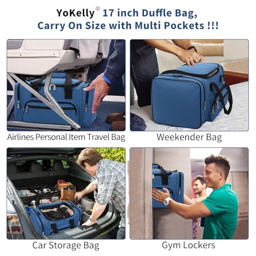 Image of Small Gym Duffle Bag, 17 inch, Royal Blue | Carry On Weekender Bag, For Travel Sport, 17x10x9 in