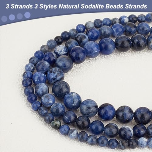 OLYCRAFT About 90~100Pcs Natural Sodalite Beads 4mm 6mm 8mm Blue Sodalite Stone Beads Round Natural Gemstone Bead Spacer Loose Beads with 1mm Hole for DIY Bracelet Necklace Earrings Jewelry Making - Image 4