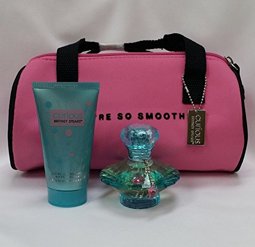 Britney Spears Curious Perfume Women 3 Pcs Gift Set 1.0 Oz EDP + 1.7 Oz Body Polish + Pink Bag