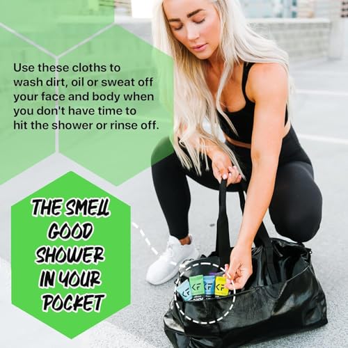 Image of The Klean Freak Body Wipes - 12 count Individually Wrapped | Showerless Body Wipe for Women & Men | Sustainable Bodywipes for Gym, Travel, Camping | Tea-Tree