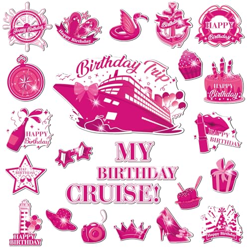 Imanes decorativos para puerta cumpleaños crucero rosa fucsia