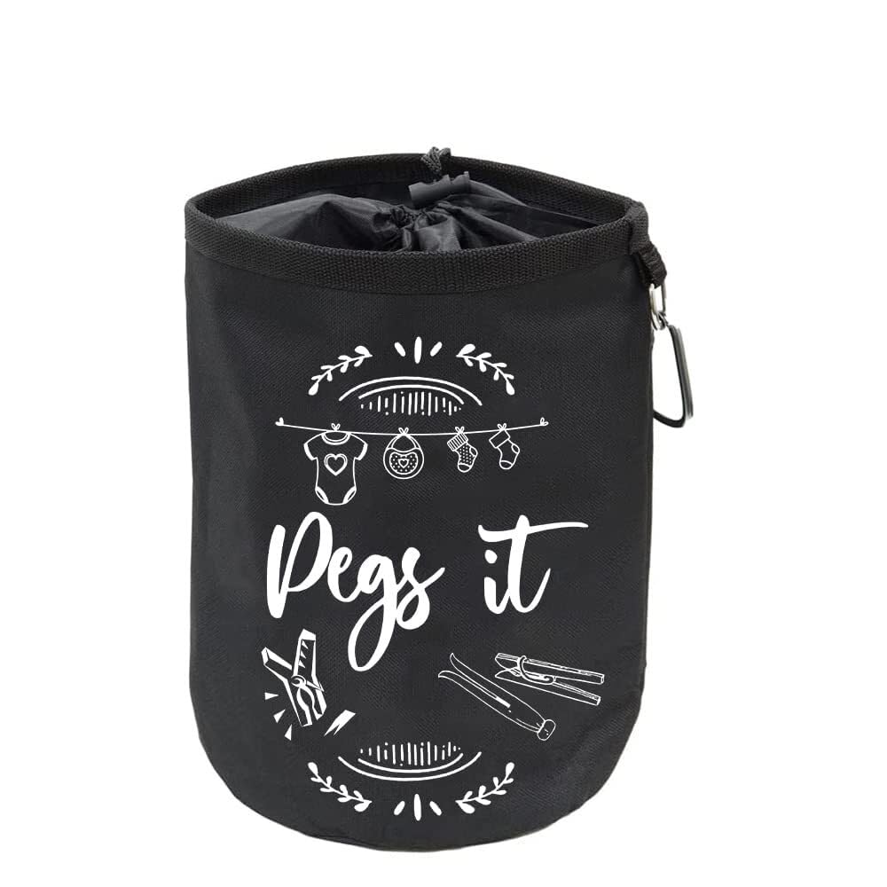 Pegs It Black Peg Bag For Washing Line Waterproof And Weatherproof For Securing Up To 300 Clothes Pegs For Washing Line – Hanging Clothesline Peg Bags - (Modern)