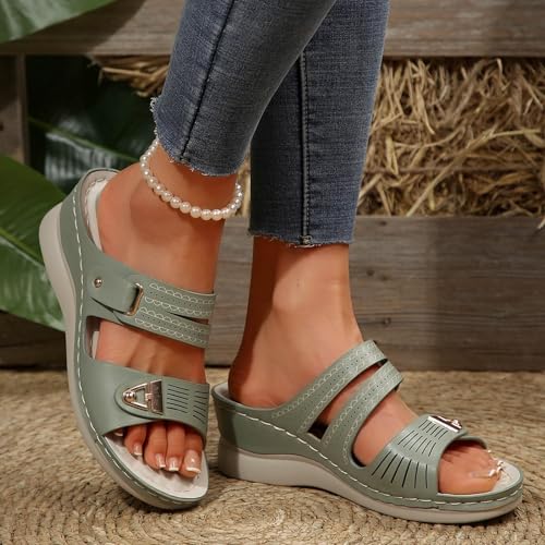 Plataforma Sandalias para Mujeres 2025 Cuñas de Moda Slip On Dressy Summer Informal cómodo Medio Medio Tacones de Punta Abierta EMPADRILLES Zapatillas de Espuma de Memoria Liviana