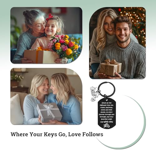 Image of Motorcycle Keychain Gifts for Men, Ride Safe Dad Keychain Motor Cycle Accessories for Bikers, Cool Gifts for Motorcycle Riders Men, May Your Guardian Angel Ride with You Keychains