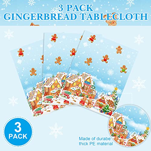 Tiamon 3 Pcs Gingerbread Man Tablecloths Plastic Christmas Gingerbread Table Covers Waterproof Xmas Table Cloths for Christmas Family Gathering Winter Holiday Birthday Party Supplies, 108 x 54 Inch – Image 4