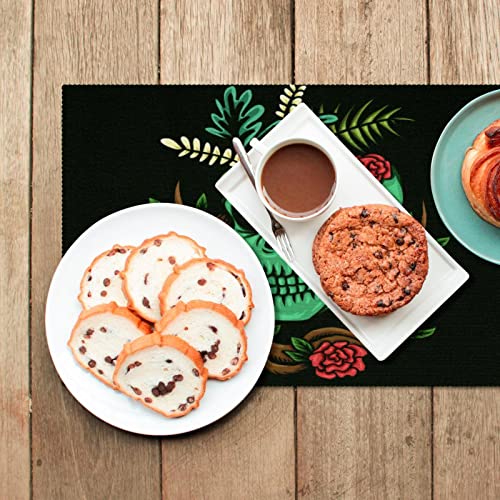 Sets de table crâne de roses lavables pour protéger la table des taches - 7