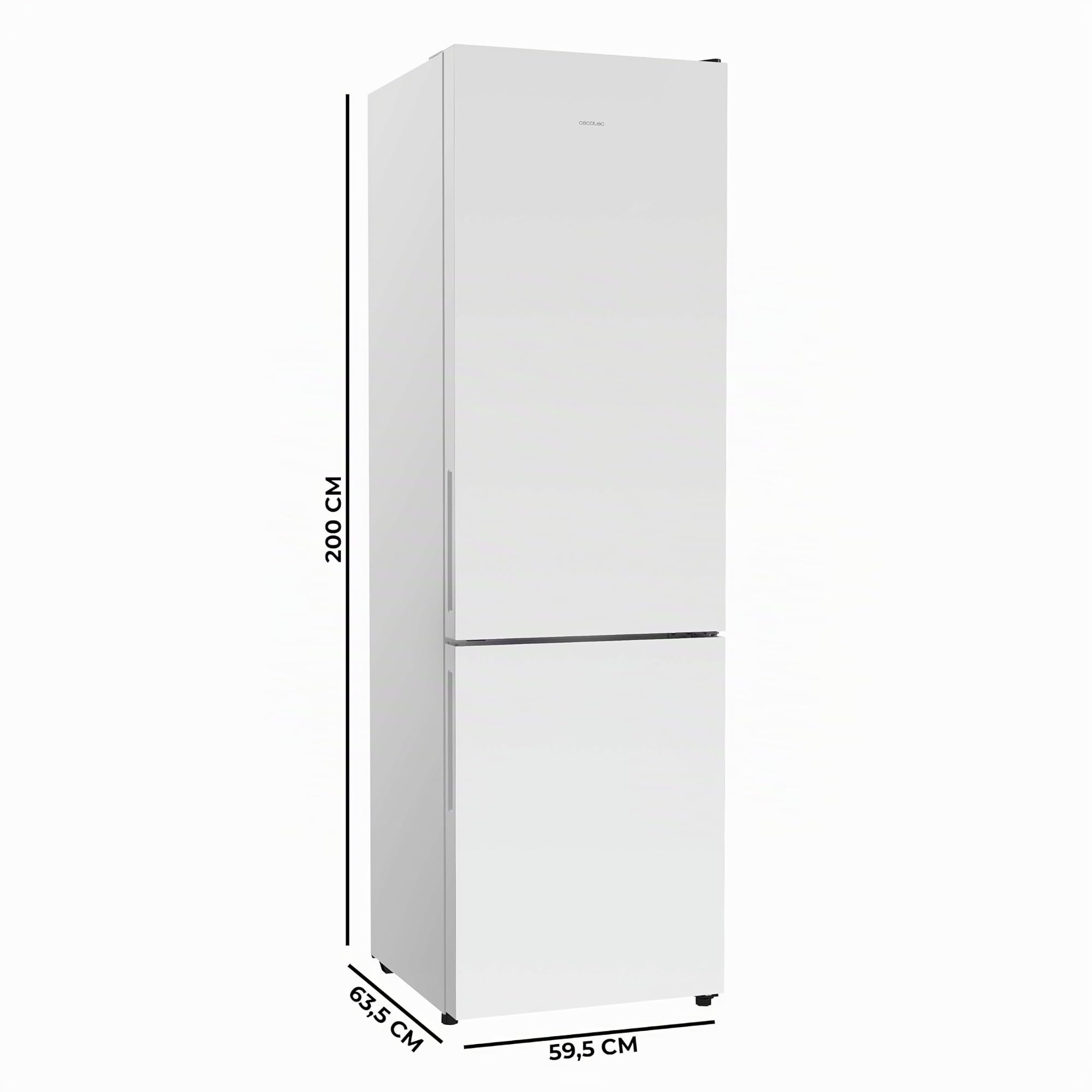 Cecotec Frigorífico Combi Total No Frost de 356L Bolero CoolMarket Combi 356i White E. 200cm de Alto, 59,5 cm de Ancho, Clase E, Tecnología Multi Airflow, FreshnessFlex y HumidityFlex HUB, Blanco