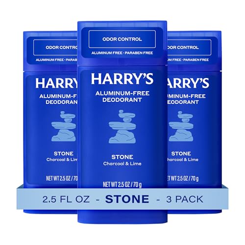 Harry's Aluminum-Free Deodorant for Men - Stone - (3 Pack) 2.5 oz - 48-Hour Odor Control - PACKAGING MAY VARY