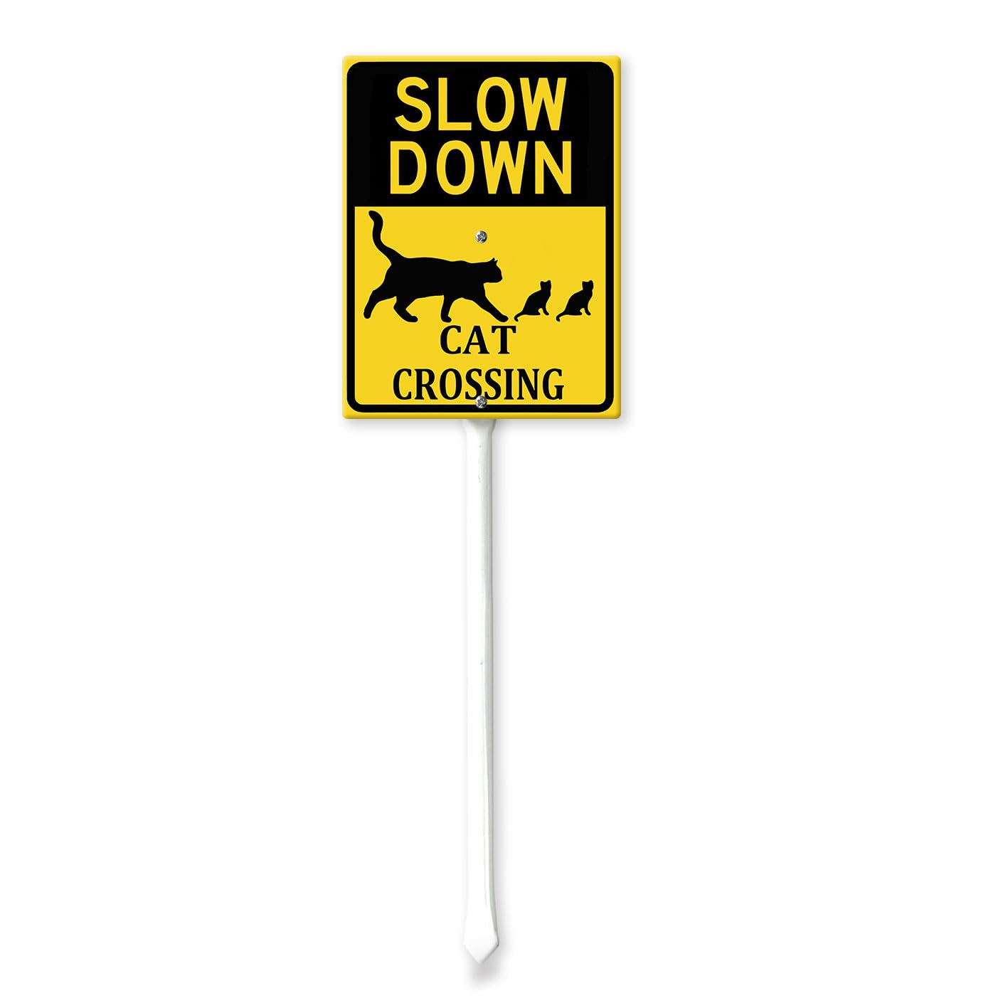 Geroclonup Cat Sign Slow Down Cat Crossing Sign with Stake Outdoor Sign 20x30cm Yard Sign Rustproof Outdoor Aluminum Sign for Garden Lawn Street Outdoor