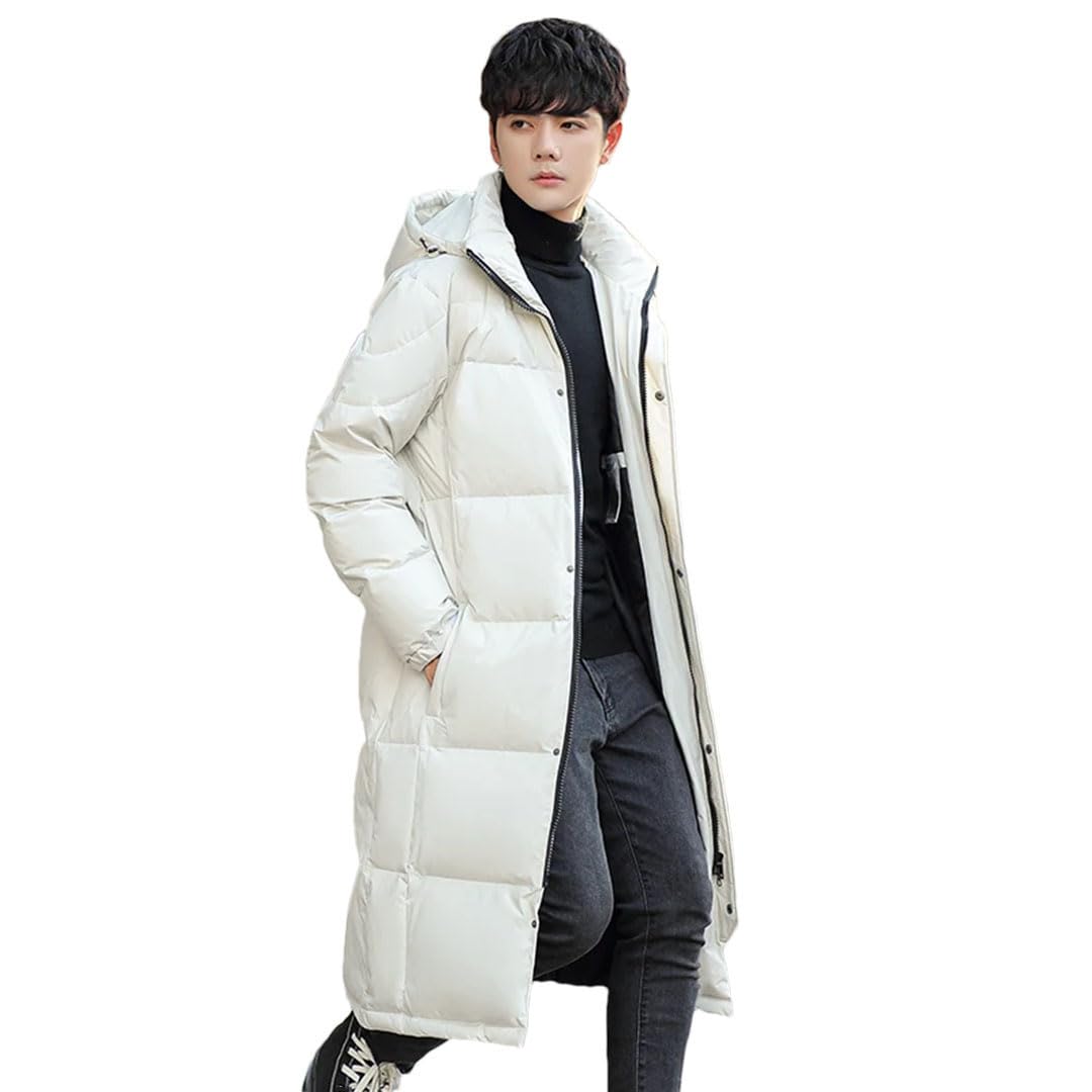 Piumino da uomo Giacche Lunghe Inverno Caldo Leggero Bianco Duck Down Cappotti