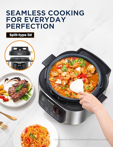 Image of Midea WideMax 12-in-1 Electric Pressure Cooker, 6.5 Quart, 12 Presets, Multi-Functional Programmable Slow Cooker, Rice Cooker, Steamer, Saute Pan, Cake, Yogurt, Warmer and More
