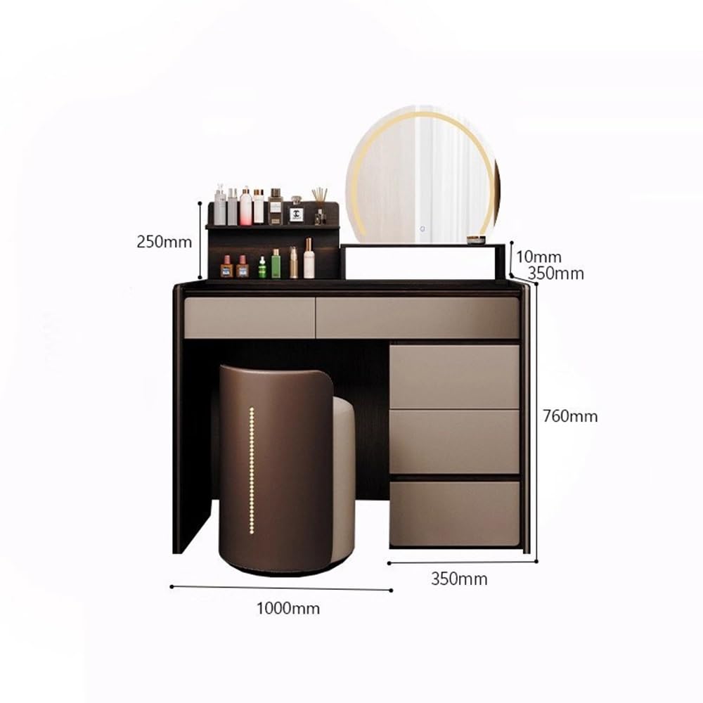 Vanità for il trucco minimalista italiana con sensazione di lusso in una piccola camera da letto grande capacità Toeletta con sgabello