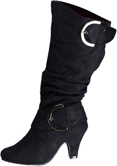 Amazon.com: Botas altas hasta la rodilla para mujer, botas de tacón alto  para mujer, botas retro de tacón cónico : Ropa, Zapatos y Joyería