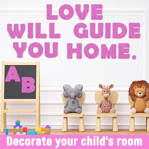 Image of Qyeahkj 150 PCS Large 6 inch Font Letters and Punctuation Set Glitter Pink Classroom Alphabet Cutout for Bulletin Board Display Home School A Great Helper to Inspire Students' Learning Interest