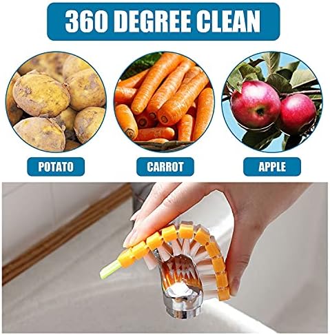 Vegetable Brush, Potato Scrubber, Fruit and VegetableCleaning, Flexible Fruit Brush for Kitchen Cleaning Tools, Carrot Pattern, Orange, 3 Pieces