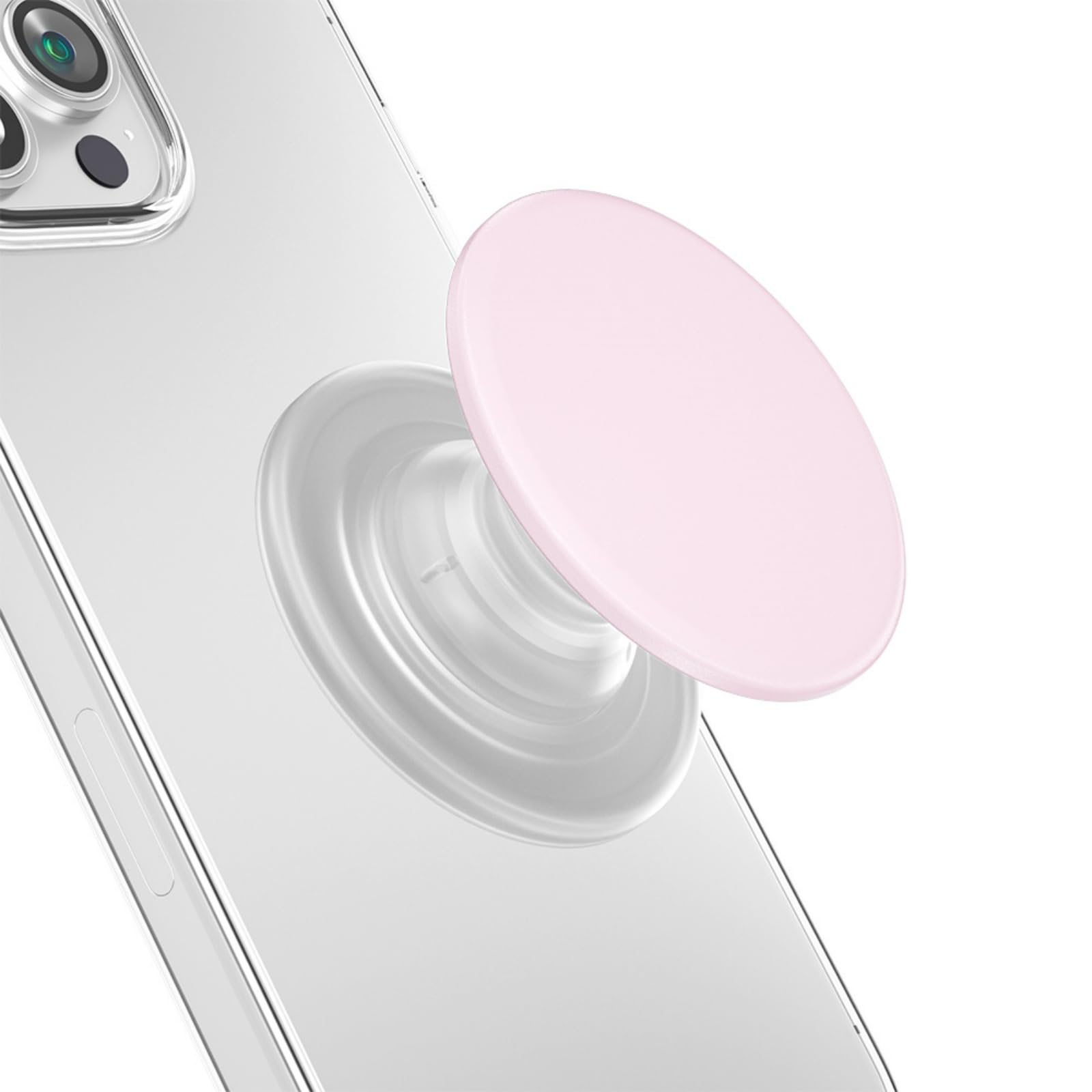 Grippopso Expandable and Collapsible Phone Grip Stand Holder, Compatible with Kindle, Smartphone Tablet Cell Phone Accessory, Transparent Pink