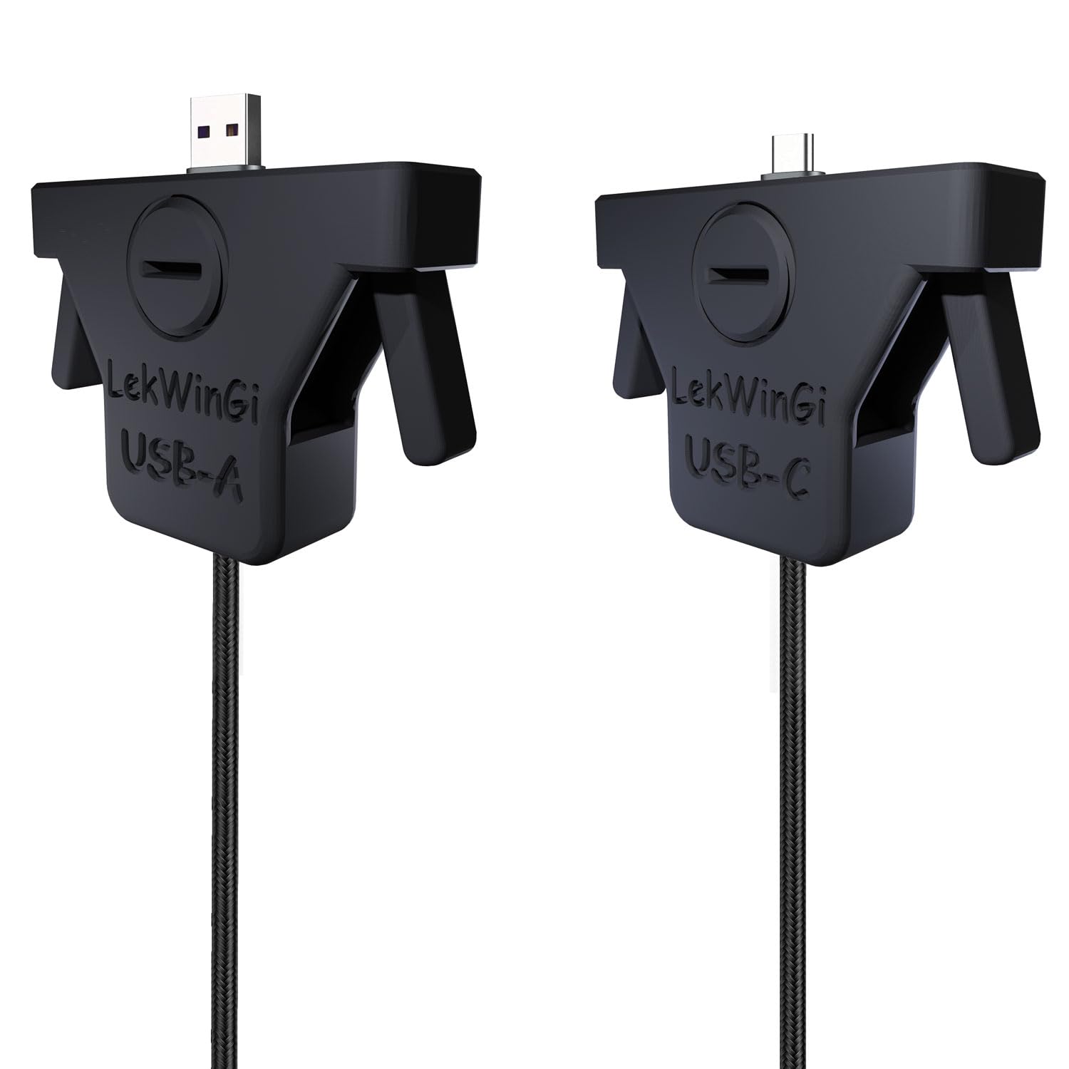 Ayudante de enchufe de cable USB-A a USB-C negro para puertos de tablets y móviles