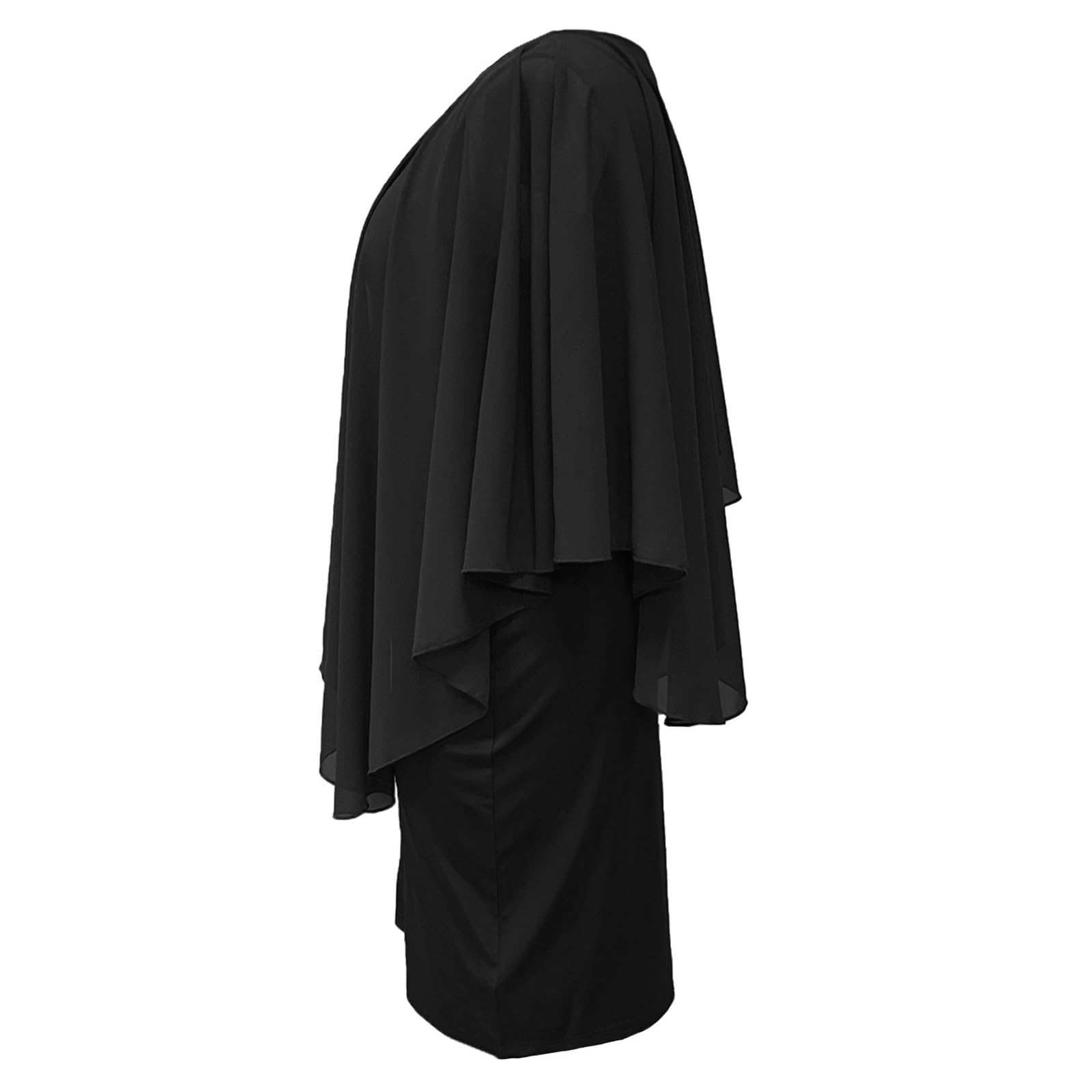 Abendkleider für Hochzeit Damen Große Größen Chiffon Kleid Hochzeitsgast Damen Midi Etuikleid Elegant Festliche Kleider Für Mollige Frauen Chiffon Abschlusskleider Ballkleider mit Ärmel Partykleid