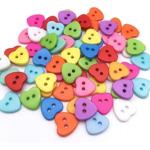 100 Pieces 2 Holes Buttons Heart Shaped Buttons Resin Sewing Buttons Mixed Buttons for Sewing DIY Crafting Projects Decorations Knitting Clothing Accessories ( Random Color ) Cover