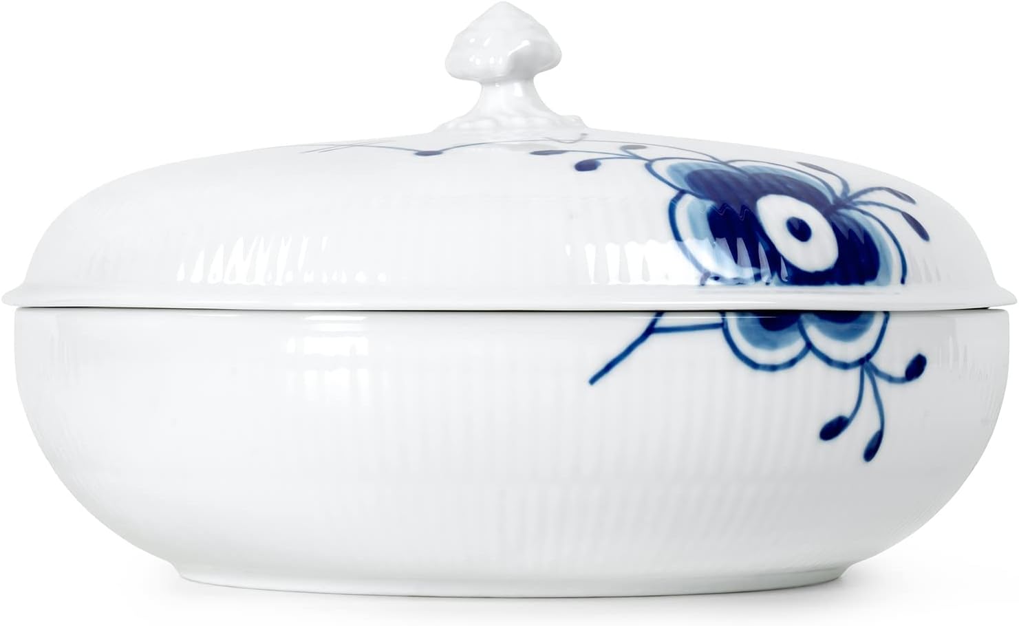 Royal Copenhagen 1064777 Blue Fluted Mega Bowl with Lid, 40.6 fl oz (1,300 ml)