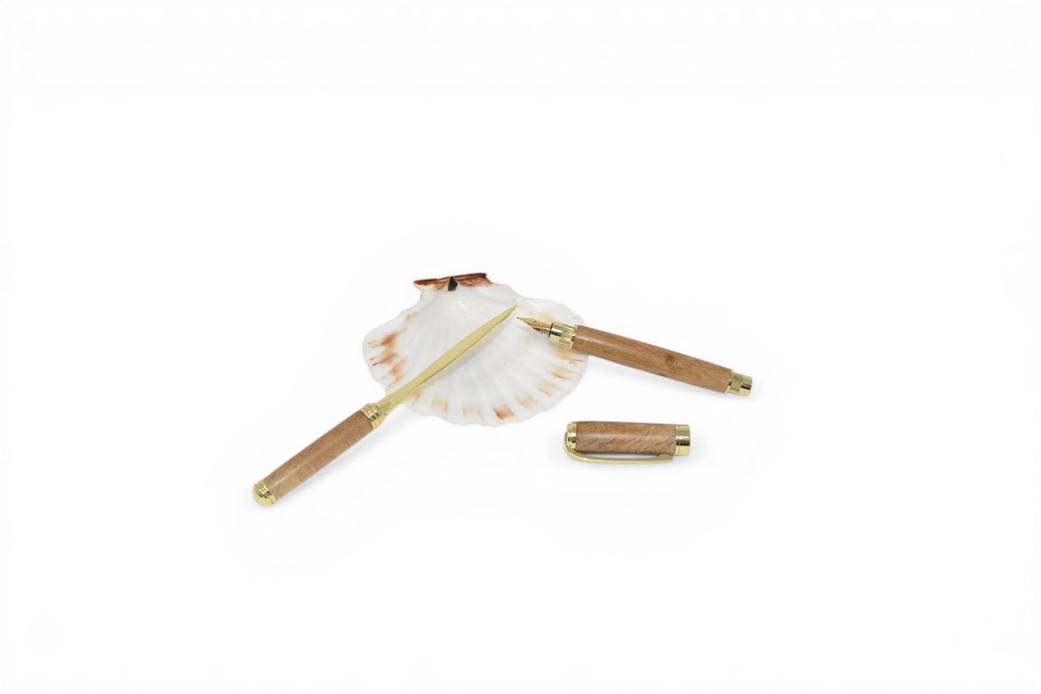 Holzfüller Holzfüllfeder Füllfederhalter Brieföffner Set Eiche aus Holz Geschenk Geschenkidee Unikat handmade Geschenkset 24k vergoldet