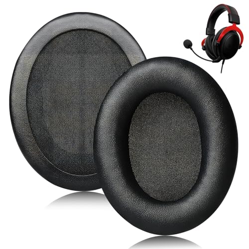 2X Almohadillas de Repuesto Compatibles con Kingston HyperX Cloud 2 3, Memory Foam Almohadilla Auriculares en Cuero Sintético para Cloud Flight, Cloud Flight S, Cloud Alpha S, Cloud Stinger (Negro)