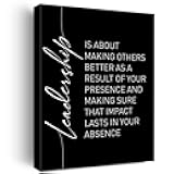 Leadership Quote Canvas Wall Art Motivational Leadership Canvas Print Painting Office Home Wall Decor Framed Leader Teacher Boss Gift 12x15 Inches （Black）