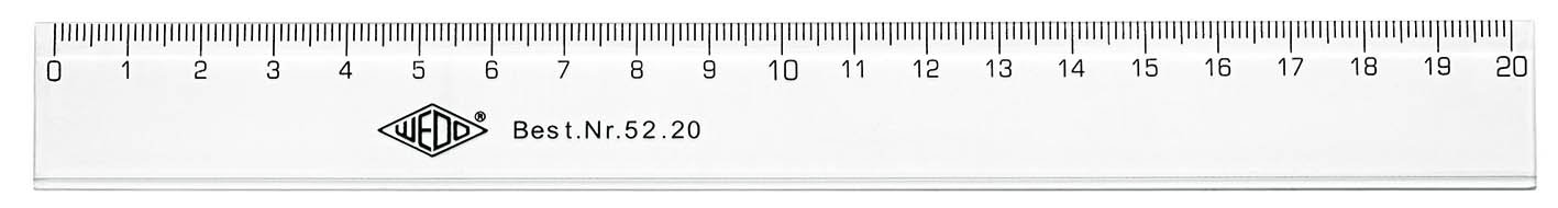 Wedo 5220 Ruler (Plastic, 20 cm) Transparent