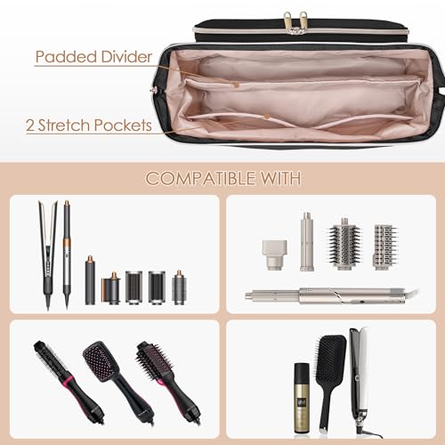 Fasrom Reisebeutel für Haartools mit Hitzebeständigem Matten für Glätteisen, Lockenstab und Haarglätter, 2-in-1 Aufbewahrungstasche für Haartrockner, Schwarz (Patentiertes Design)