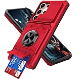 IMIRST Funda tipo cartera para Samsung Galaxy S26 Ultra, con 2 ranuras para tarjetas, soporte de anillo giratorio, protección contra caídas de calidad militar, funda magnética a prueba de golpes para