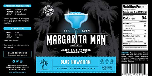 image for Margarita Man Blue Hawaiian Slush Mix | Blue Hawaiian Daiquiri Mix | 6