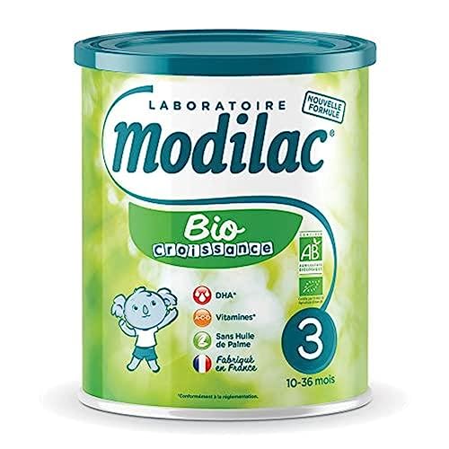 Modilac Lait Bébé en Poudre Bio pour le petit-déjeuner et le coucher des petits de 10-36 mois