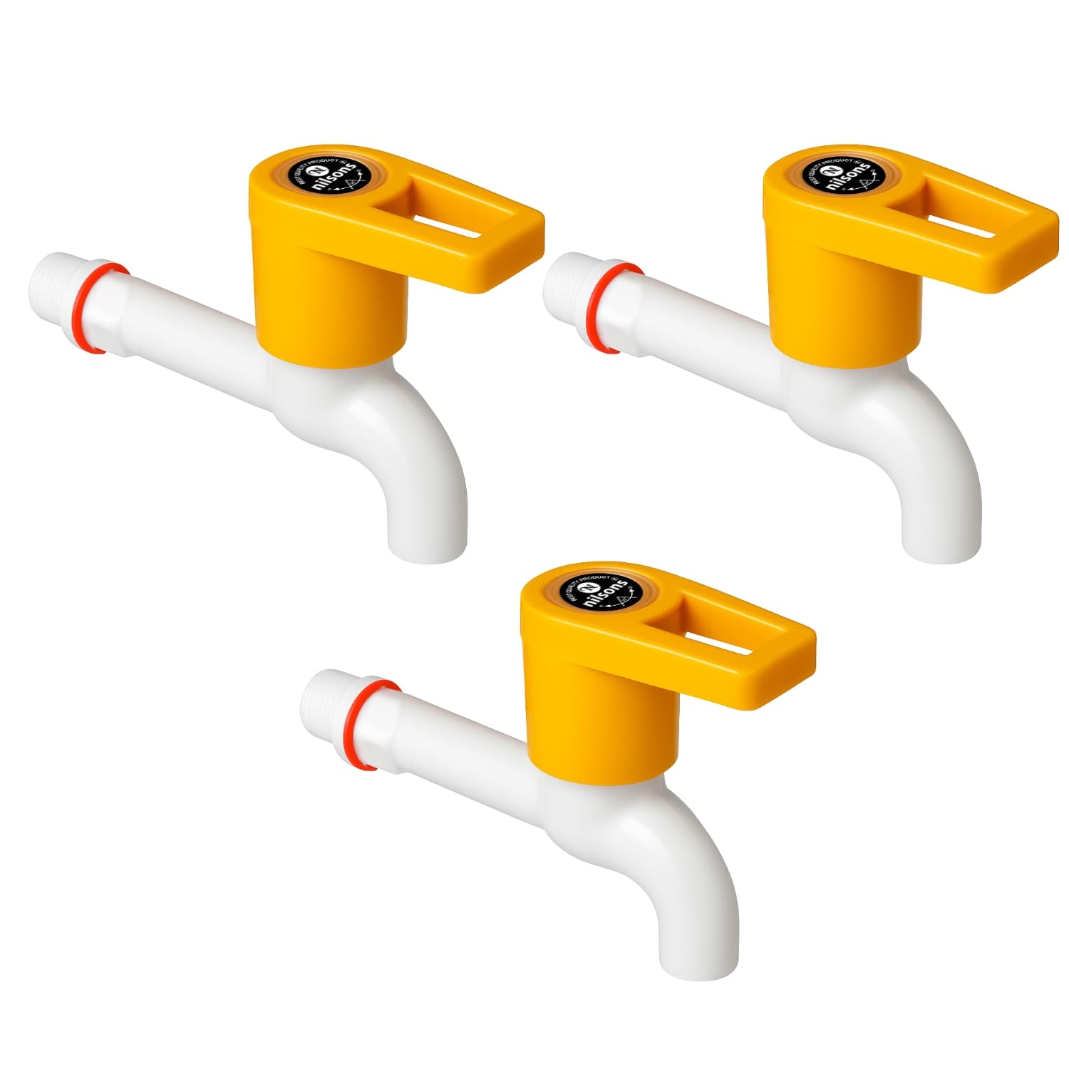 Prime Series 3 Pc Long Body Bib Cock Tap Set (Royal Yellow) | Plastic Long Body Water Tap for Bathroom, Kitchen, Garden, Wash Basin | Wall Mounted | Leakproof | Rust-Free | ½ Inch Pipe Fit-image-17