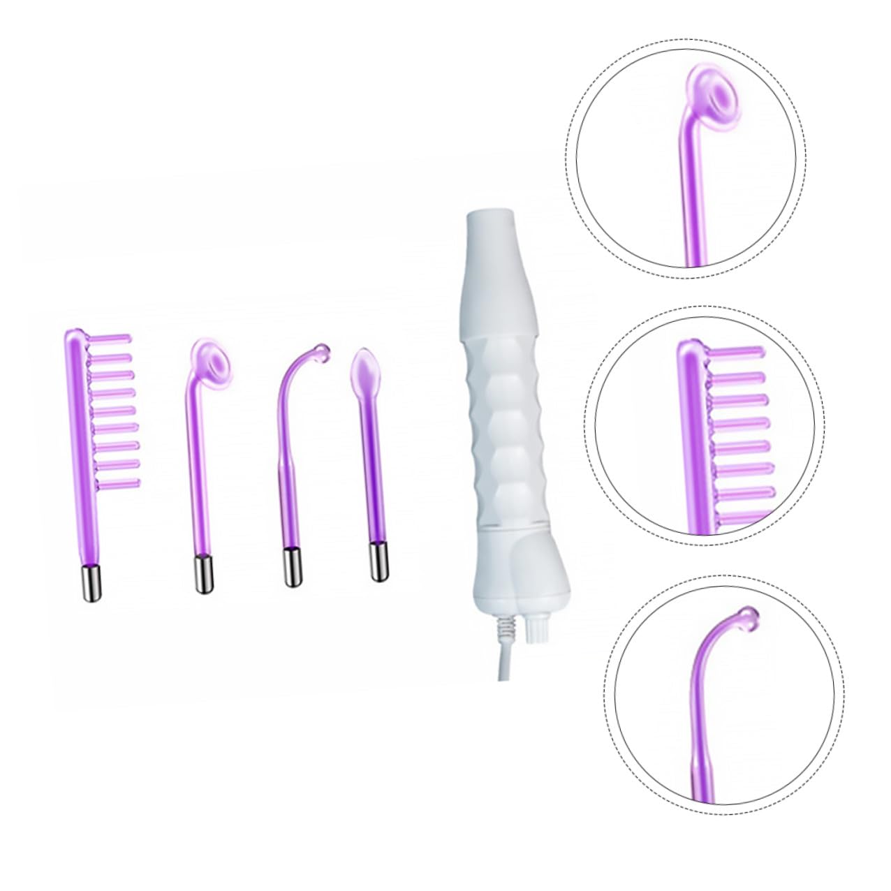 ERINGOGO Dispositivo Facial de Alta Frecuencia Tubo de Vidrio para Masajeador Facial Eléctrico Antiarrugas, Material Pp, Cabezales de Masaje Reemplazables, Uso en Cuidado Piel