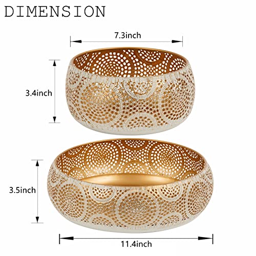 Jazuiha Fruit Bowl Gold Basket 2Pack Decorative Bowl Candy Fruit And Vegetables Holder For Kitchen, Counter, Dining Room, Table Office, Home Decor, Gold #TOP6