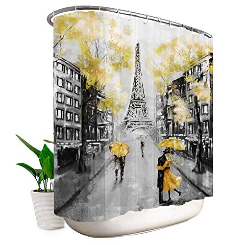 Riyidecor Paris Shower Curtain Eiffel Tower 108" Wx72 H Inch 18 Pack Metal
