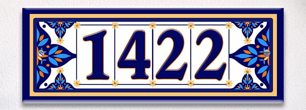 Elegant Mosaic Decorative Themed Ceramic Tile House Number Small Address Plaque
