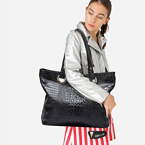 Bolso de hombro mujer cuero genuino azul oscuro miniatura 2