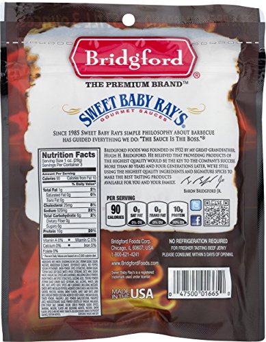 Bridgford Sweet Baby Ray's Sweet Teriyaki Beef Jerky, High Protein, Zero Trans Fat, Made With 100% American Beef, 3 Oz, Pack of 3 - Thumbnail 4