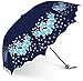 Produktbild Winddichtes Regen Regenschirm Umberllas Folding Umbrella Blumenmuster Regen und Wetter Regenschirm UV-Cut Wind Resistant Wasserabweisend 8 Knochen (Farbe: NAVY, Größe: Free) Wasserdicht Regenschirm Re