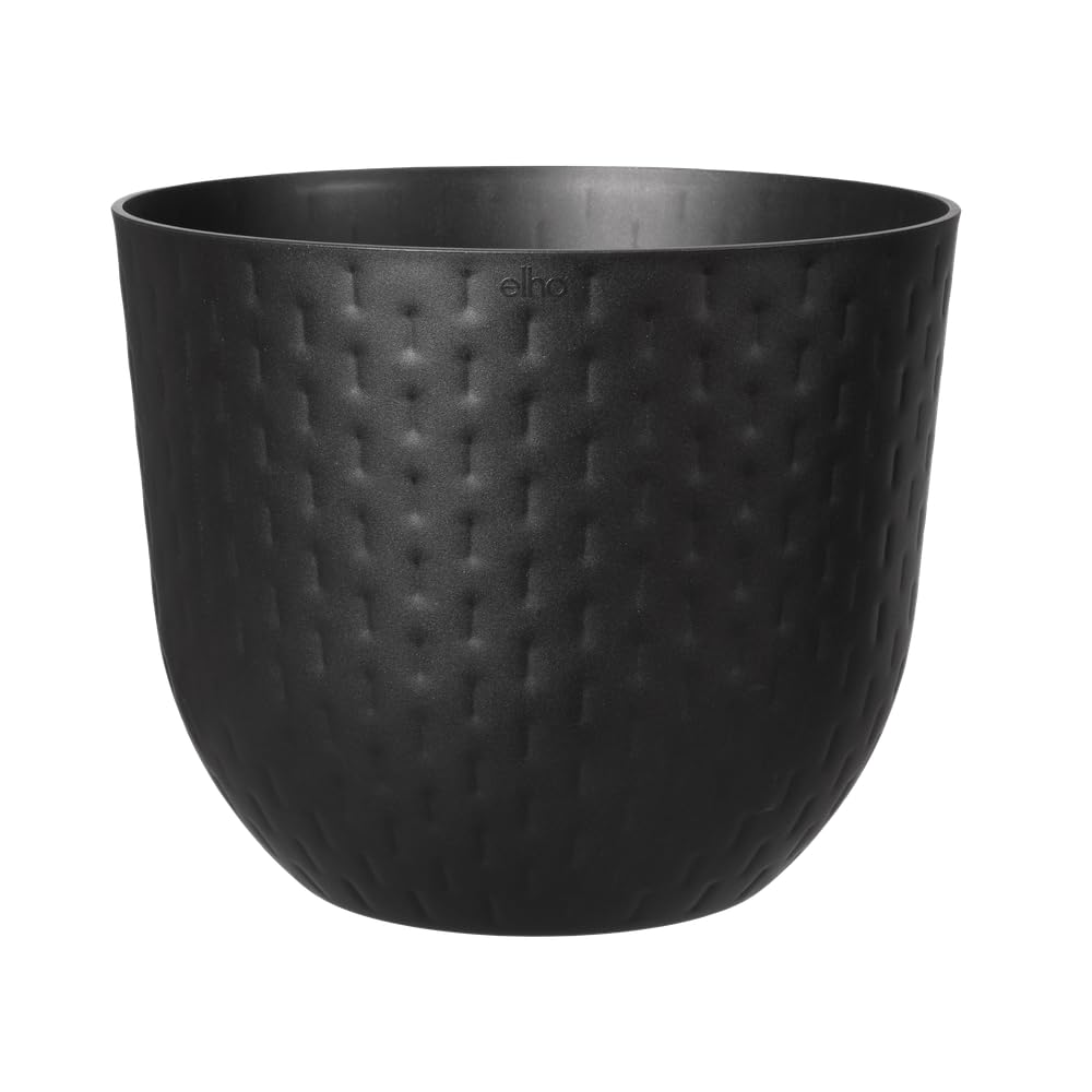 Elho Fuente Grains Round 30 - Vaso per Interno E Esterno - 29.5 x H 24.3 cm - Nero/Onyx Black