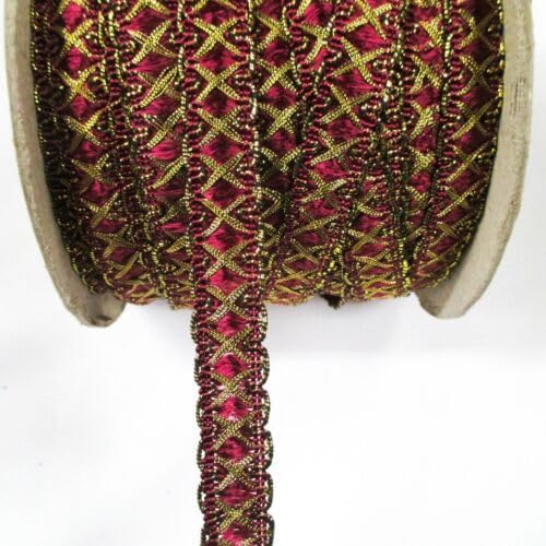 10 Yards Braided Gimp Trim Moroccan Trim for Dress Making, ETC Burgundy Gold Fabric
