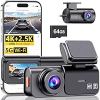AXB Front & Rear 4K+2.5K Dash Cam w/ 5G WiFi APP Control & 64GB Card only .49: eDeal Info