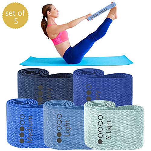 WODSKAI Fabric Resistance Loop Exercise Bands Set Non Slip Booty Workout Bands