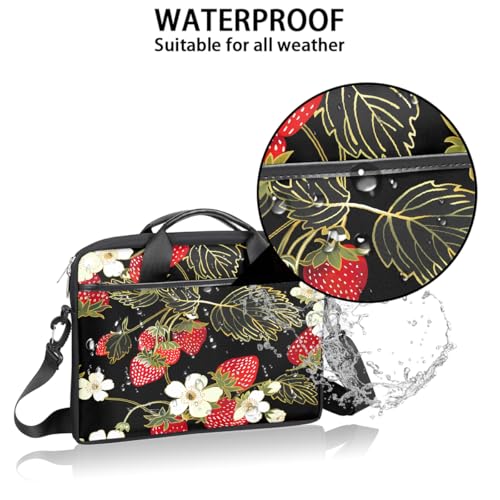 Bolsa para laptop con diseño de flor y fresa 15 pulgadas miniatura 3