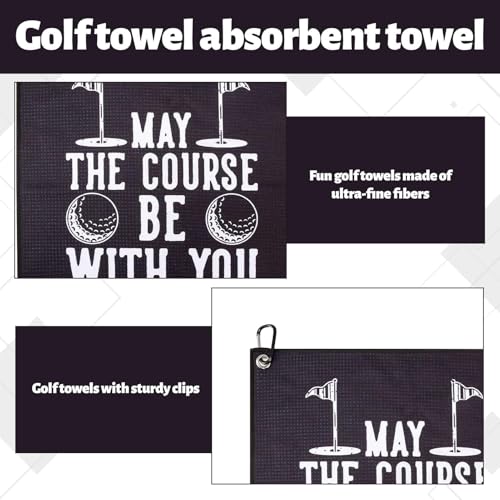 Watlikeup Golf Towels with Clip for Golf Bag,Personalised Golf Balls Towel,Sweat Absorbent Funny Golf Towel Gag Gift,Golf Accessories Cleaning Towel Gifts for Men Women(40 * 40cm) - Image 3