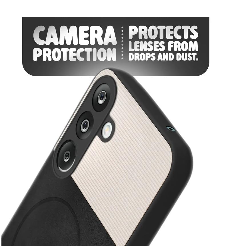 Image of Bintage CASE Dual-Leather Mac Safe Design Phone Case| Soft Touch Finish | Full Camera Protectection Back Cover Compatible for Samsung A15 5G / A15 4G - White & Black