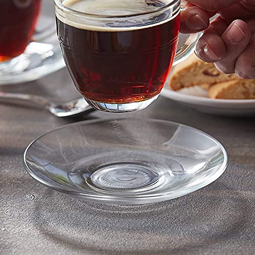 Image of VILON Glass Saucer Set of 6 - 5.5 Inch Round Plates - Elegant Saucers Without Cups - Ideal for Tea, Coffee, Snacks - Heat-Resistant & Dishwasher Safe