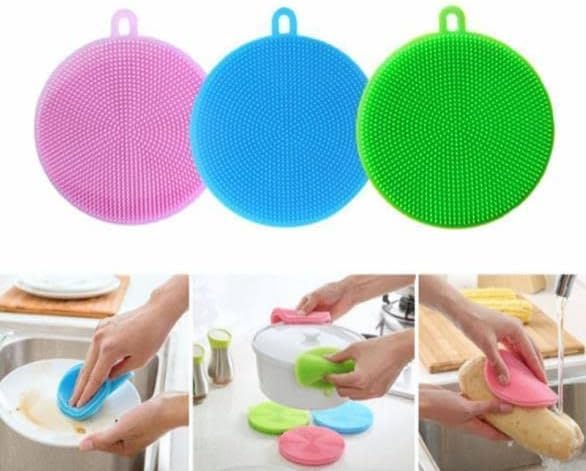 Kyrotech Silikon Bulaşık Süngeri, 2 Adet Çok Amaçlı Temizlik Bezi Ovma Pedi ve Diş Macunu Sıkacağı ile, Çok Renkli