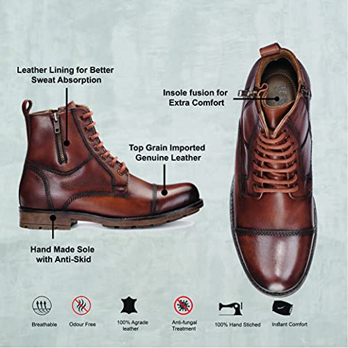 Image of TEAKWOOD LEATHERS Men Chelsea Mid Top Boots Perfect for Casual, Parties & Special Occasions Comfort, Durable Genuine Leather Boot Shoes | SH MJ 31 P